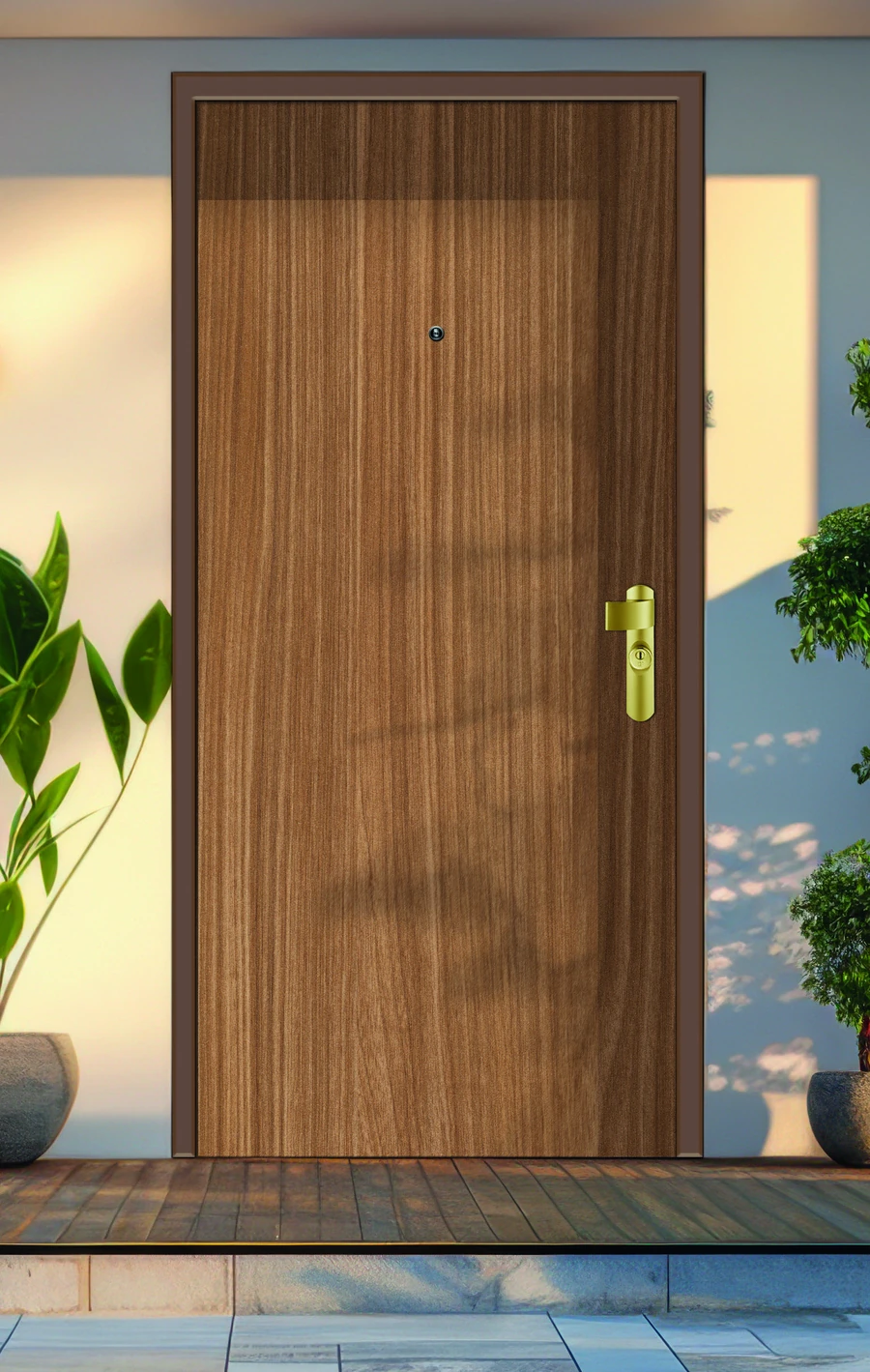 Porte d’entrée Valente Securystar Le Lisseo, parement extérieur bois lisse