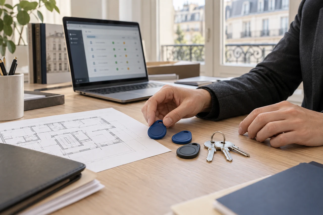 Gestion de badges et de clés sur un bureau de copropriété